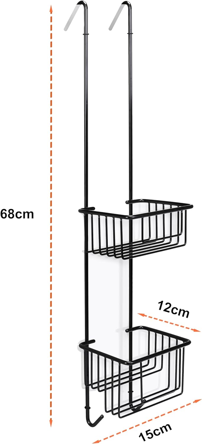 kowald ® Design Duschkorb schwarz | schwarze Duschablage zum Hängen | 68x15x12cm | rostfrei L (15cm