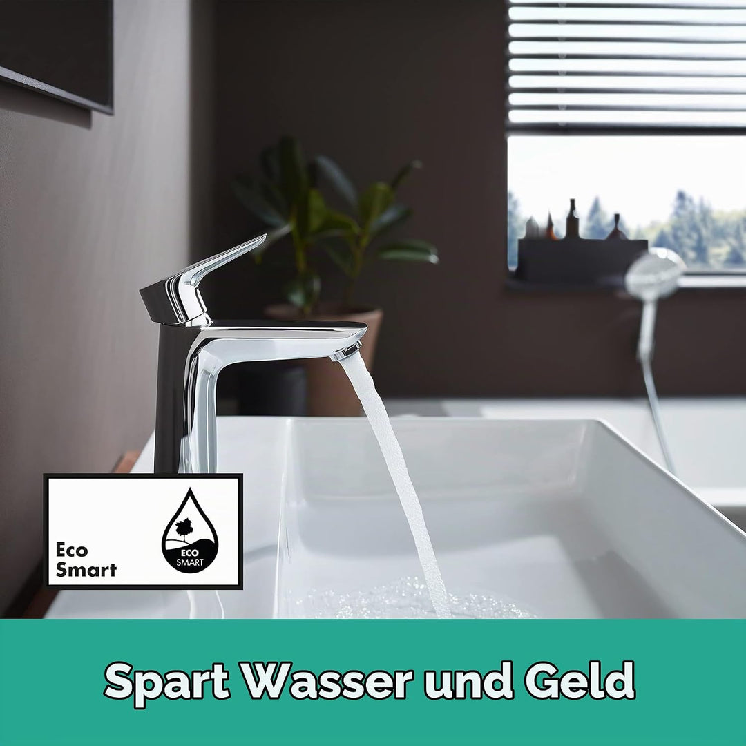 hansgrohe Waschtischarmatur Talis E, Wasserhahn Bad mit Auslauf Höhe 110 mm, mit Zugstange, Badarmat