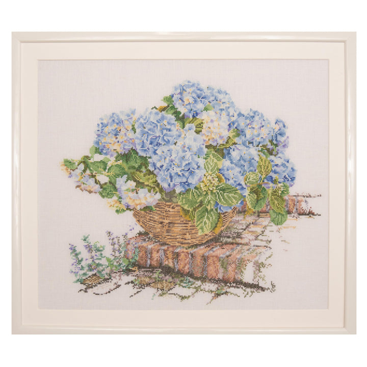 Thea Gouverneur - Kreuzstich-Set - Blaue Hortensie - Aida - 16 Count - Für Erwachsene - 2046A 2 x 21