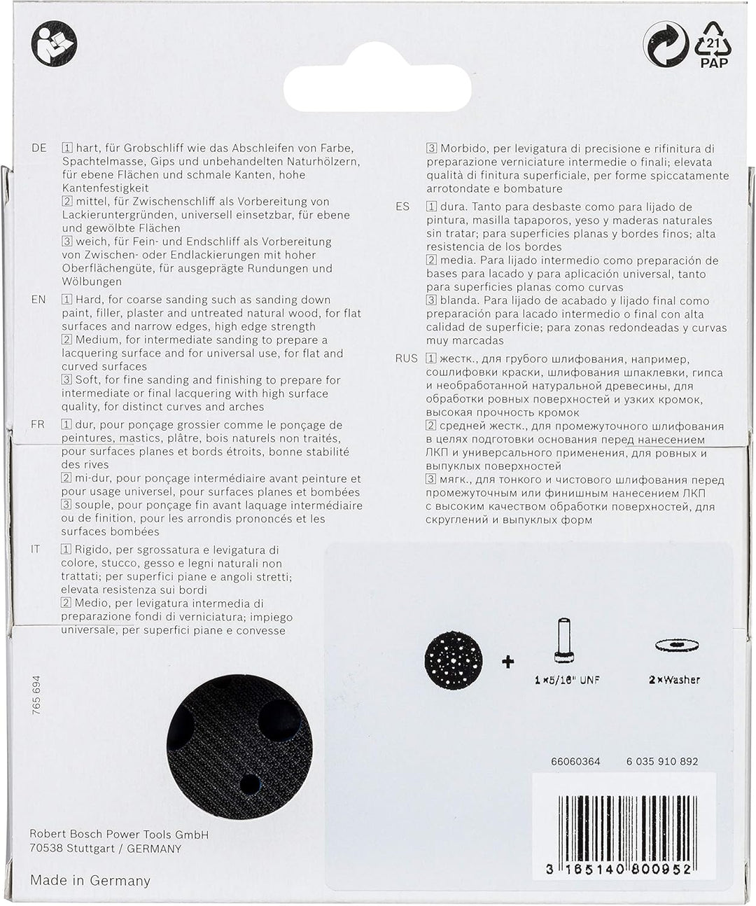 Bosch Professional Multi-Loch Schleifteller (Ø 125 mm, hart, Klett, Zubehör Exzenterschleifer) Ø 125