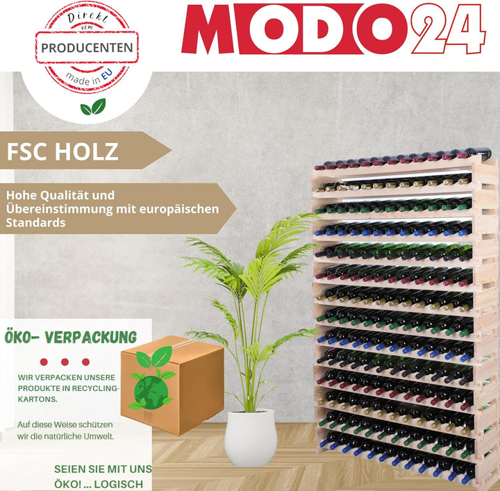 Weinregal, Holzregal, Modulares Weinständer, Weinhalter, Flaschenständer, Flaschenregal, Modernes Ge