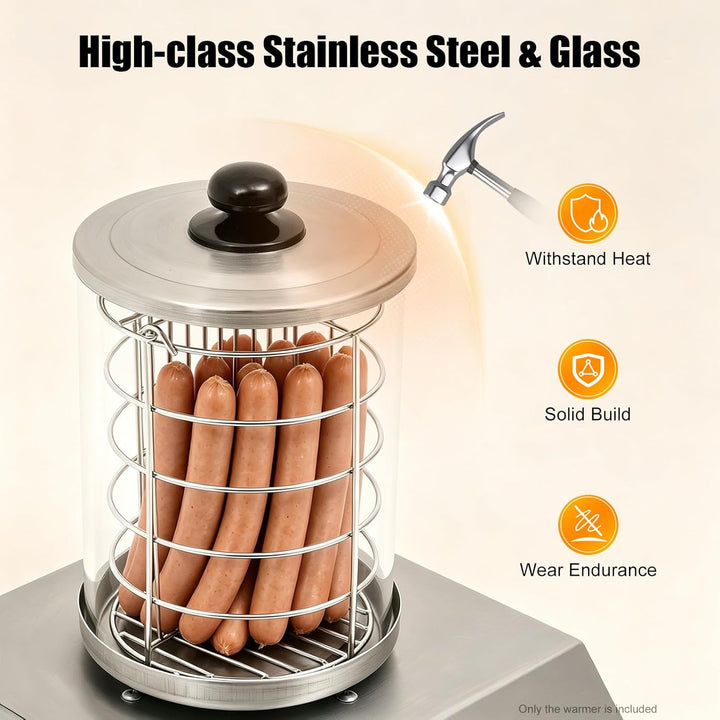 Profi Hot Dog Maker, 350w Edelstahl Wurstwärmer, Elektrisch Würstchenwärmer, 30-85℃ Temperatur, Wurs