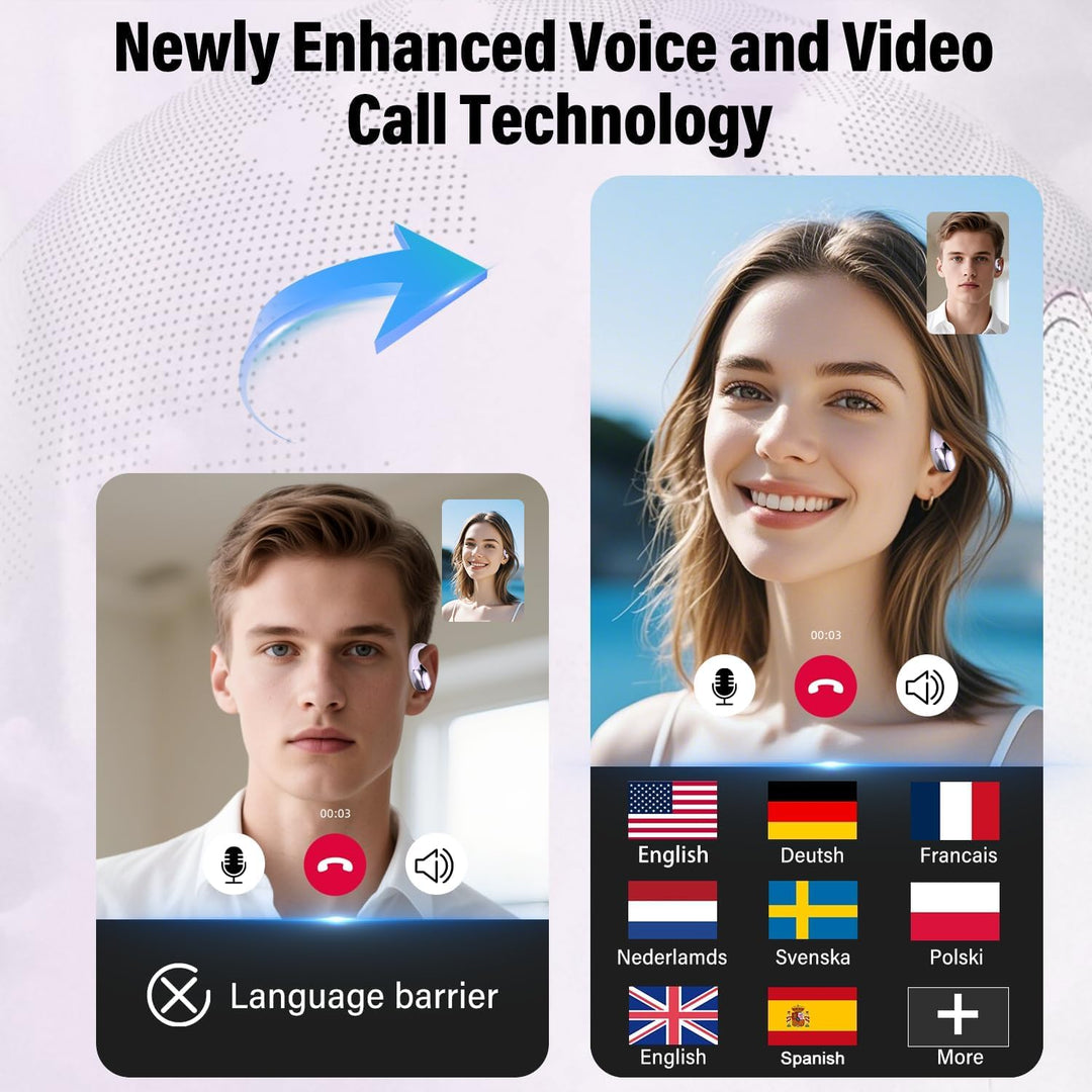 3 in 1 Open Ear KI Übersetzer Kopfhörer, 165 Sprachen &amp; 8 Modi Lila | 45Std Übersetzungskopfhörer mi