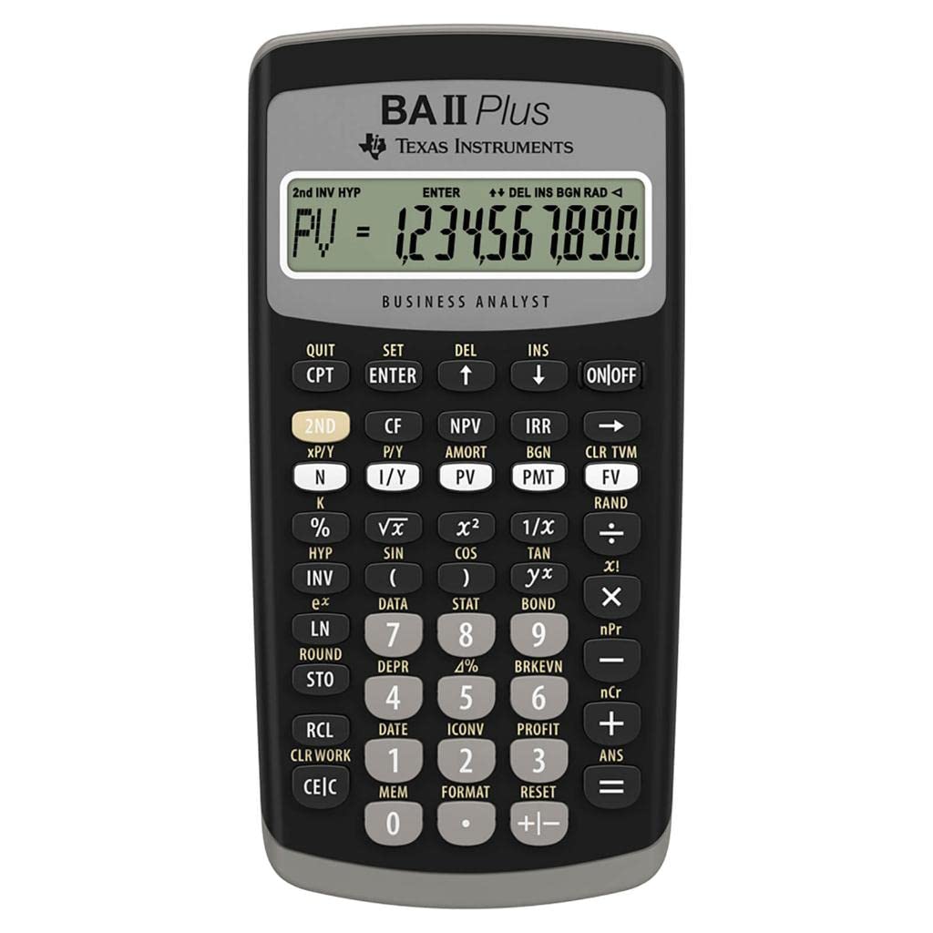 Texas Instruments BAII Plus Erweiterter Finanztaschenrechner Einzeln, Einzeln