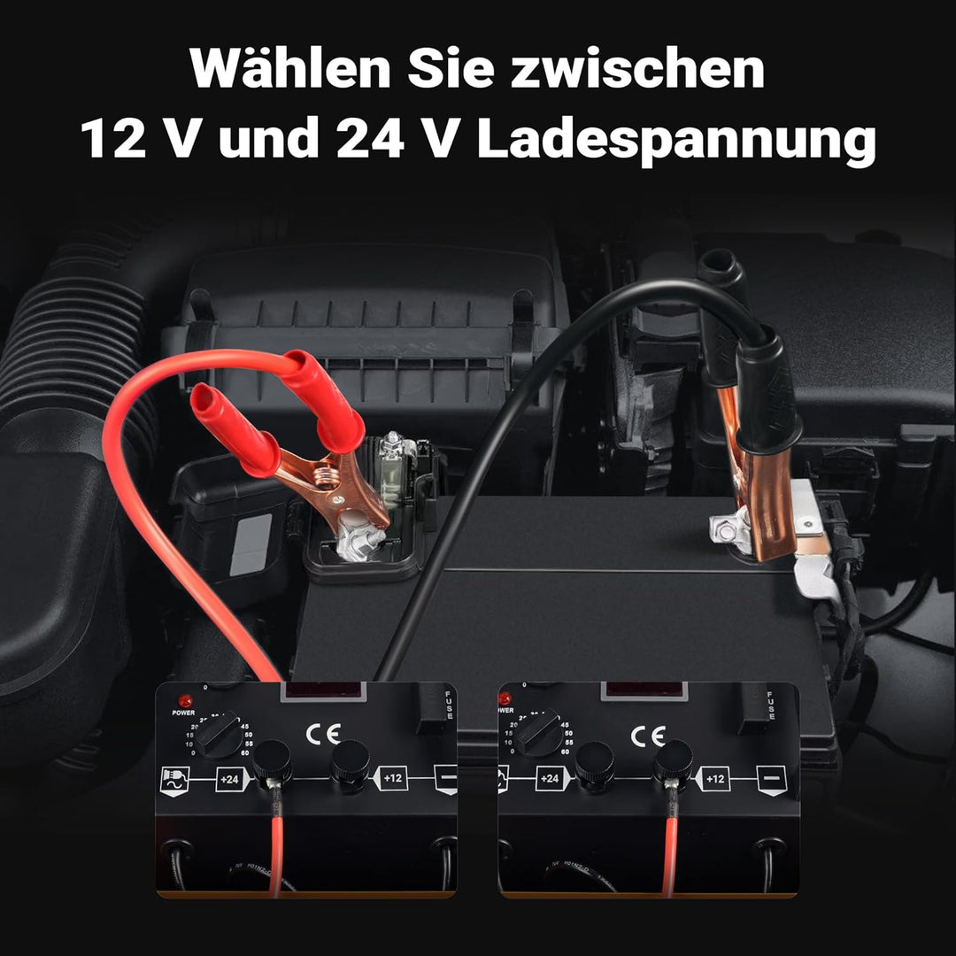 Wiltec Batterieladegerät Booster Class CD 830 12-24 V, mobiles Ladegerät mit Starthilfe für Auto, Mo
