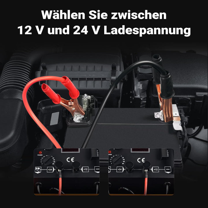 Wiltec Batterieladegerät Booster Class CD 830 12-24 V, mobiles Ladegerät mit Starthilfe für Auto, Mo