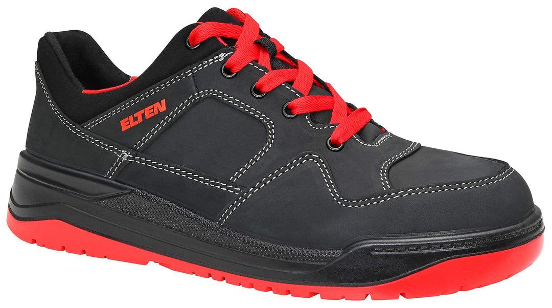 ELTEN Sicherheitsschuhe MAVERICK black-red Low ESD S3, Damen und Herren, Leder, Stahlkappe, leicht,