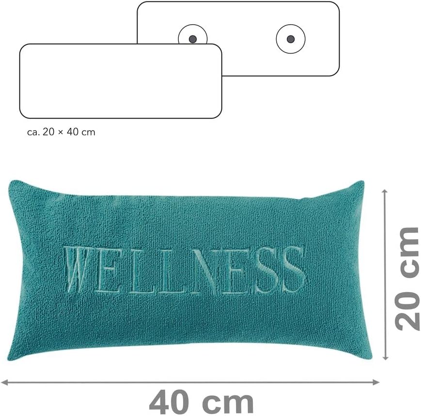 PANA® Badewannenkissen - 20x40 cm - Kissen Türkis - Wellness Schriftzug | Bequem &amp; weich - Als Nacke