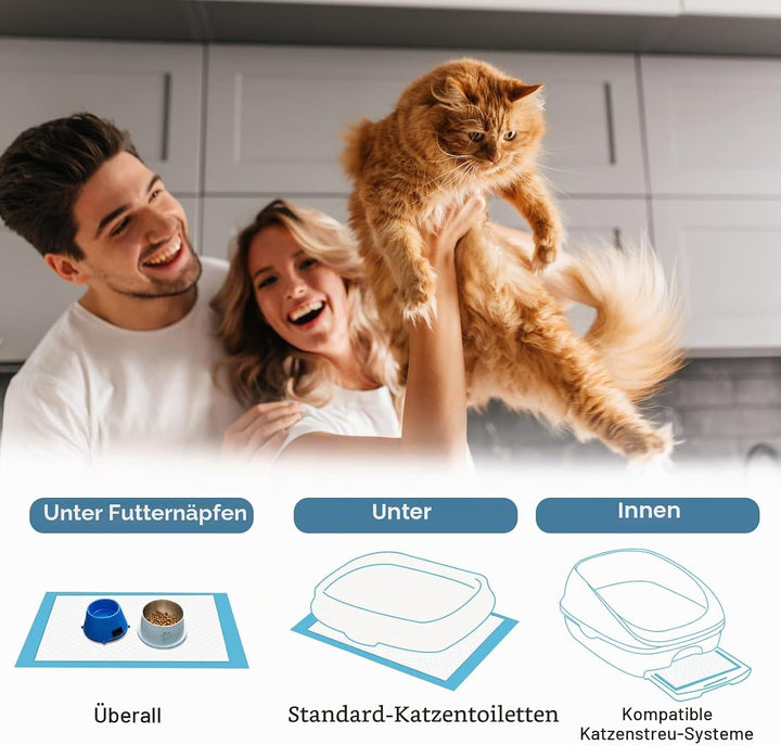Ownpets Katzenstreu-Pads 45 x 33 cm auslaufsicher, 6-lagig, Kätzchen-Trainingspads Katzentoilette, U