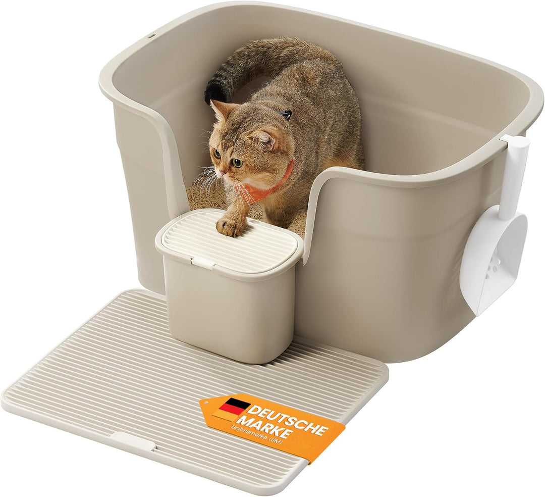 Feandrea Katzenklo, extragrosse Katzentoilette, mit hohen Seitenwänden, Katzenstreumatte, Aufbewahru
