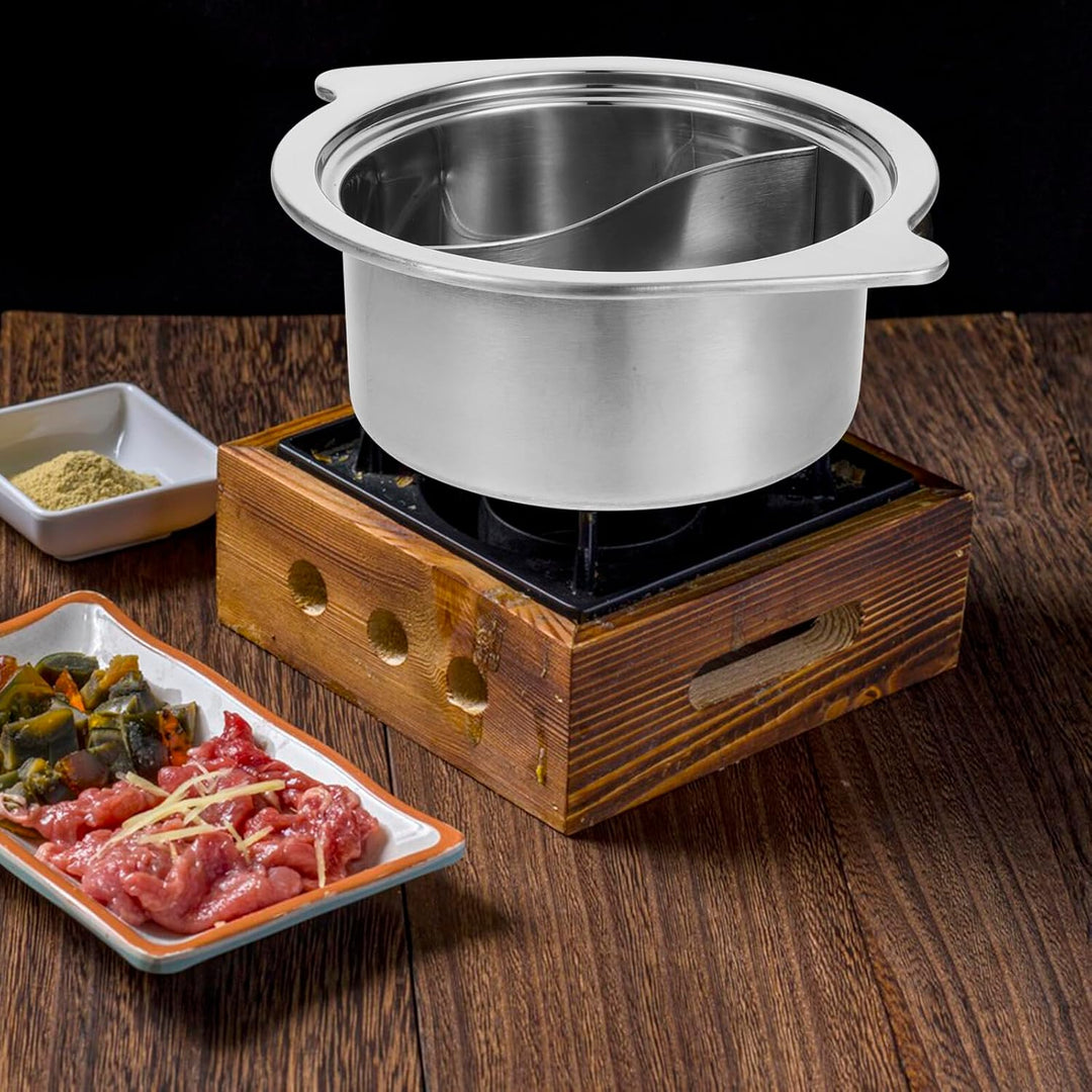Edelstahl Hot Pot mit Zwei Kammern Kleiner Vielseitiger Suppentopf für Restaurant und Haushalt Schne