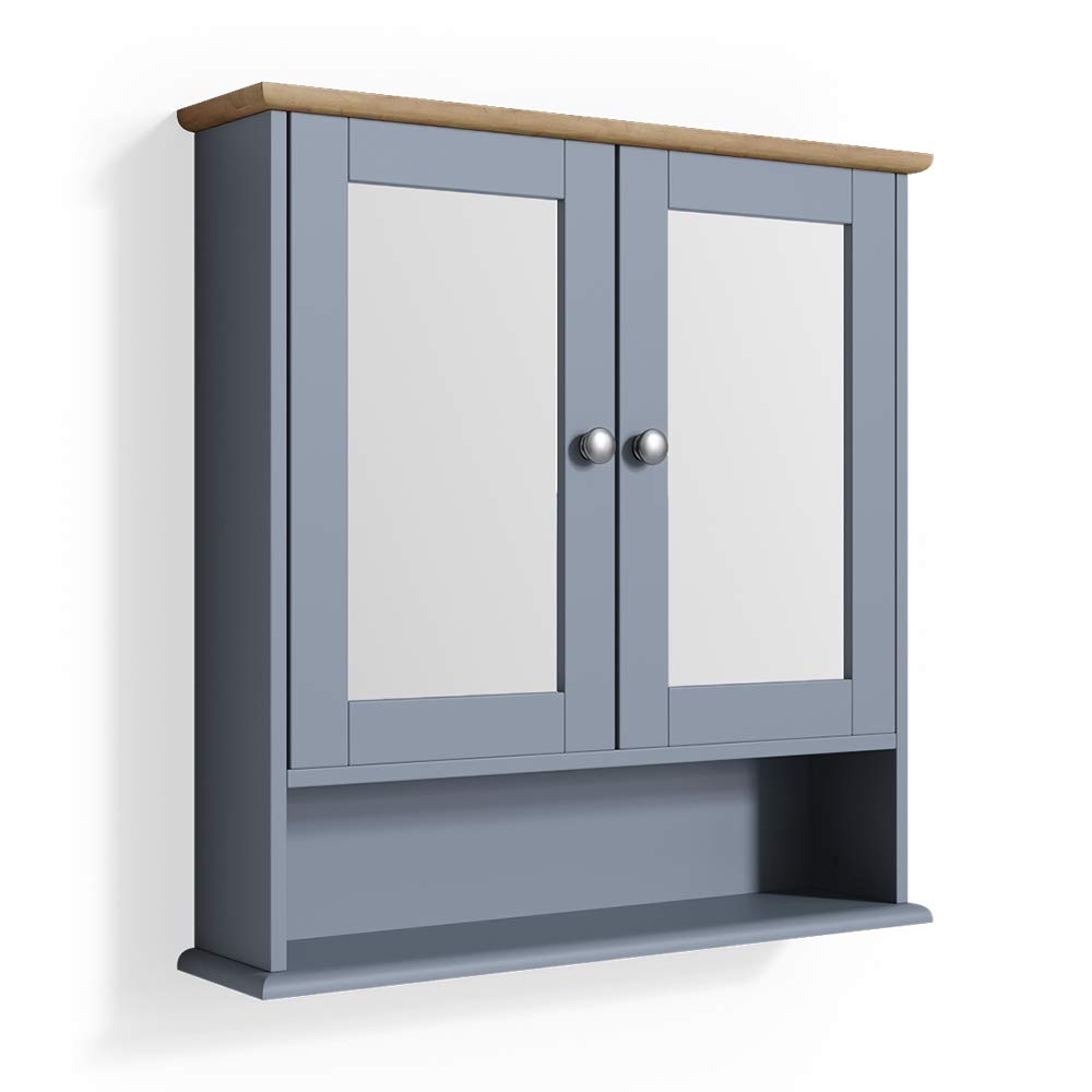 Vicco Bad Spiegelschrank Bianco, Grau, 56 x 58 cm, Grau