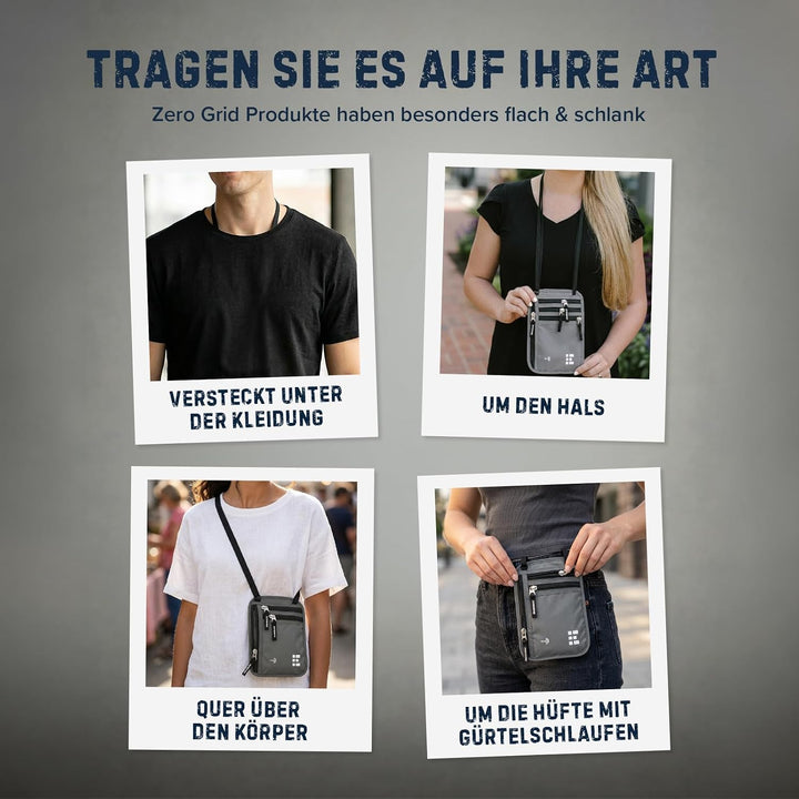 Brusttasche Brustbeutel mit RFID Blocker Reisegeldbeutel Reisedokumententasche EINWEG Einheitsgrösse