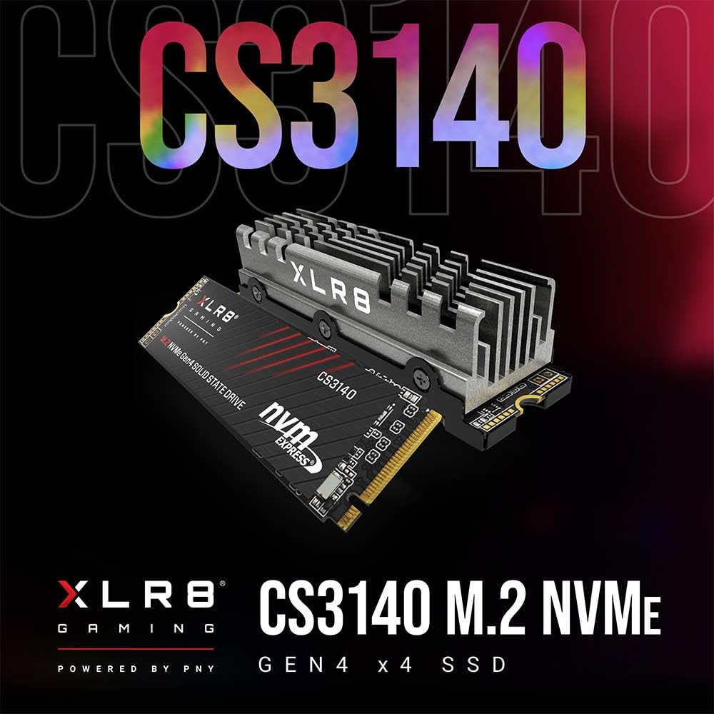 PNY XLR8 CS3140 M.2 NVMe Gen4 x4 Internal Solid State Drive (SSD) mit Heatsink 2TB, Lesegeschwindigk