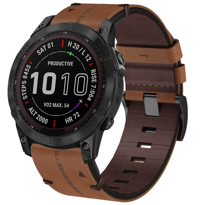 Leder Armband für Garmin Fenix 7, 22mm Echte Leder Ersatzarmband Quick-Fit Uhrenarmband für Fenix 6,