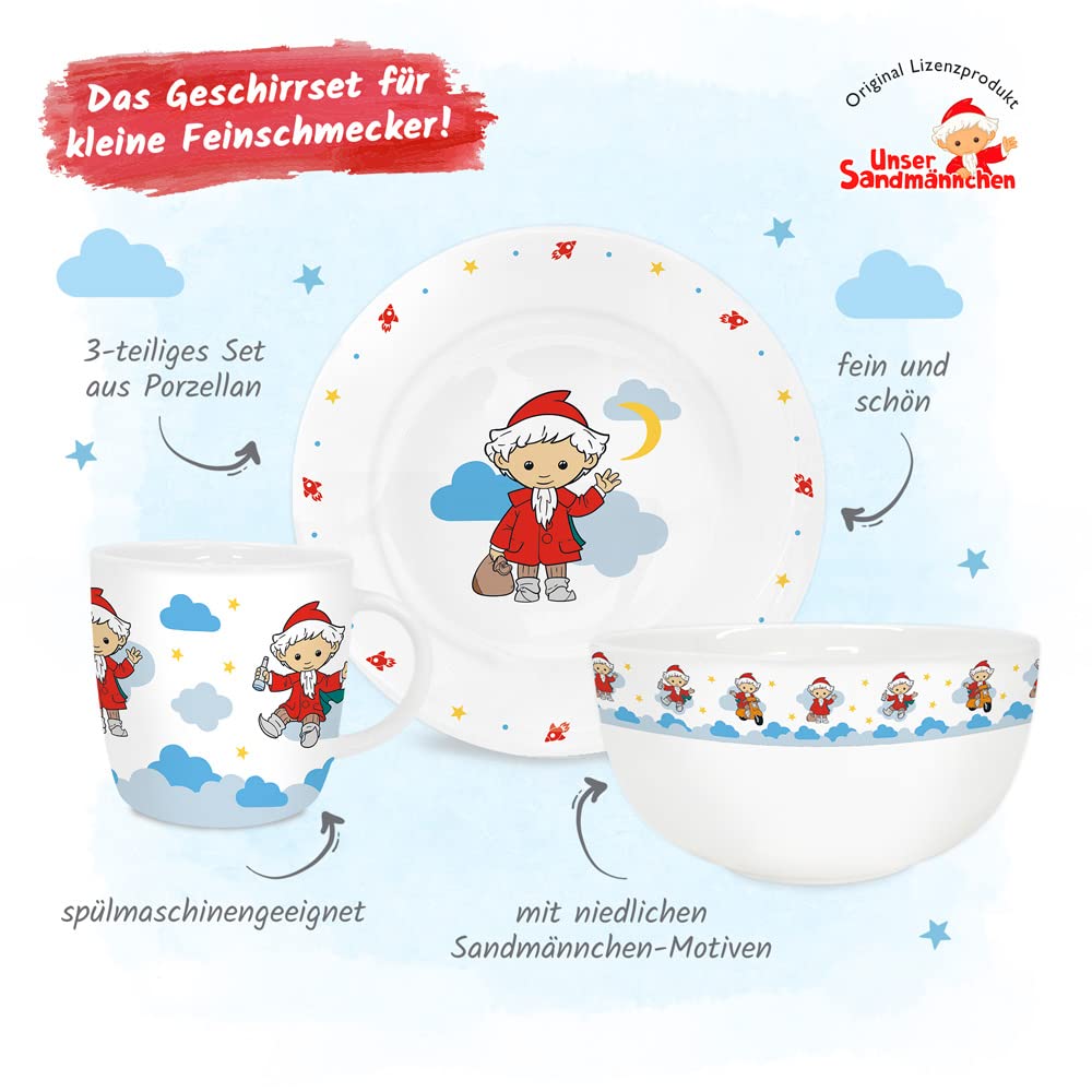 Trötsch Unser Sandmännchen Geschirrset aus Porzellan: Geschirr für Kinder Kindergeschirr Geschenk Ge