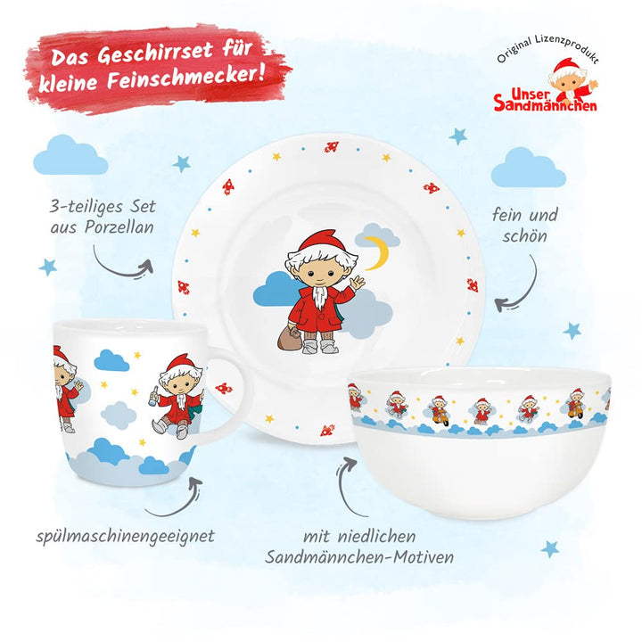 Trötsch Unser Sandmännchen Geschirrset aus Porzellan: Geschirr für Kinder Kindergeschirr Geschenk Ge