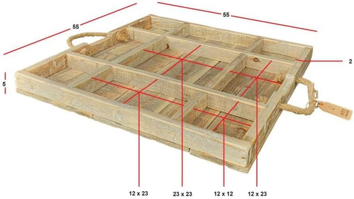 Holztablett Susan 55x55 cm Massivholz – Hockertablett &amp; Serviertablett (Braun), Braun