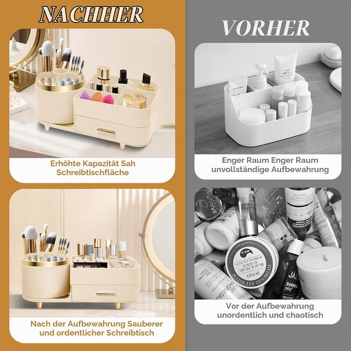 Cinnani Make Up Kosmetik Organizer, 360° Drehbarer Multifunktionale Kosmetikaufbewahrung,Beauty Orga