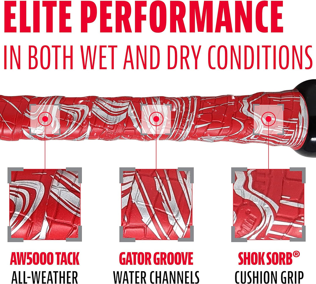 Franklin Sports Gator Grip Schläger-Griffband chrom-rot, chrom-rot