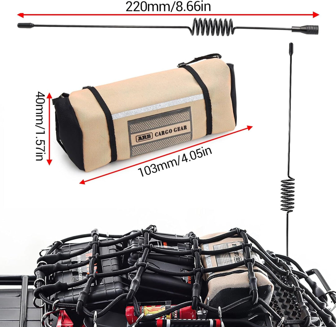 Ezweiji RC Crawler Zubehör, 1/10 Truck Dachträger Rc Zubehör Set 8 in 1 Tankaufbewahrungsbox, Gepäck