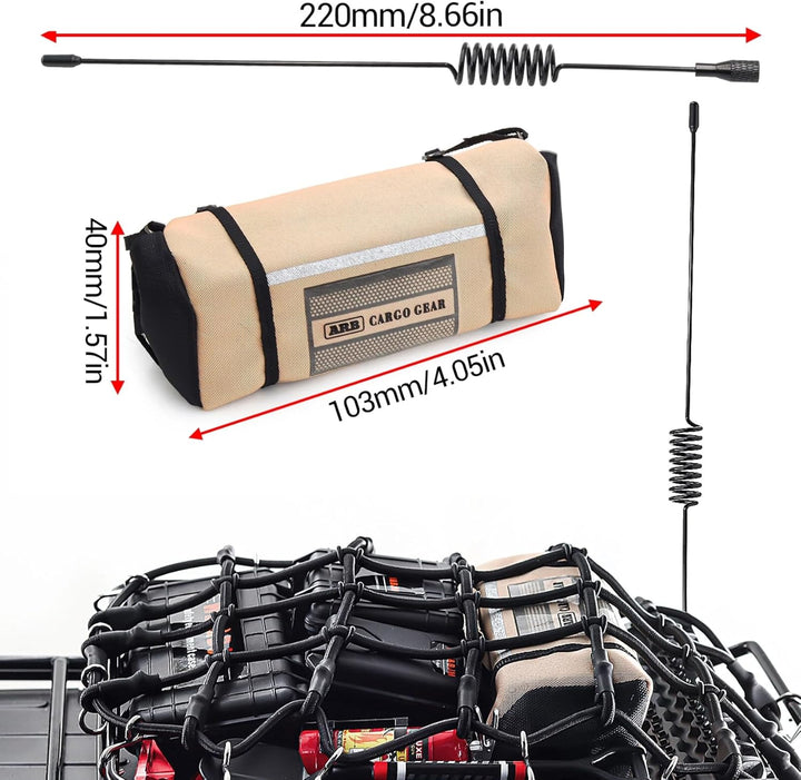 Ezweiji RC Crawler Zubehör, 1/10 Truck Dachträger Rc Zubehör Set 8 in 1 Tankaufbewahrungsbox, Gepäck