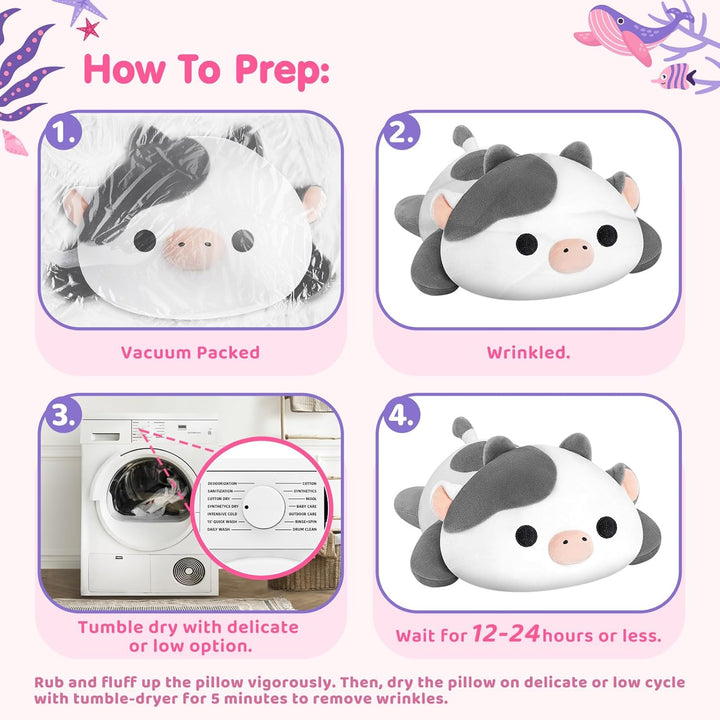 Mewaii Niedliches Kuh-Plüsch-Kissen, Kawaii Plüschtiere weisse Kuh, Squishy Plüschtiere, Kuschel-Plü