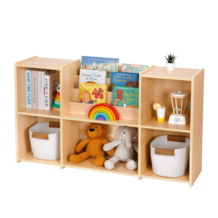OOOK Montessori-Bücherregal und Spielzeugorganizer, 2-stufiges Horizontales Bücherregal, Spielzeugau