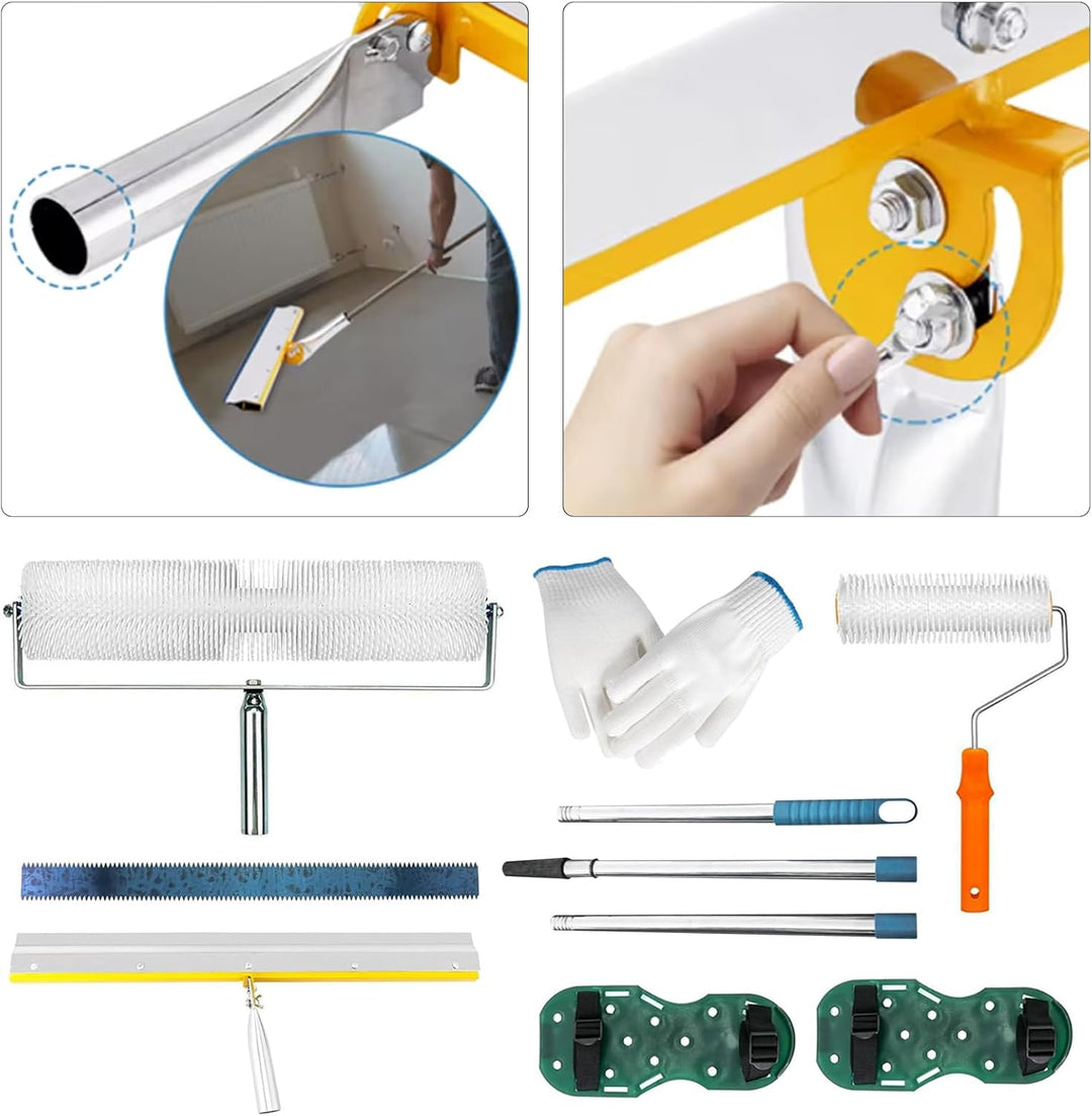 8tlg Bodenbeschichtungs Set, Entlüftungsroller Set mit 2 Entlüftungswalze 23CM+48CM Stehrakel Grossf
