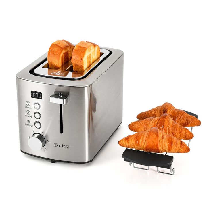 2-Scheiben Edelstahl Toaster mit 3,5 cm Breitschlitzen, LED-Countdown, 6 Bräunungsstufen, 850 W, Brö