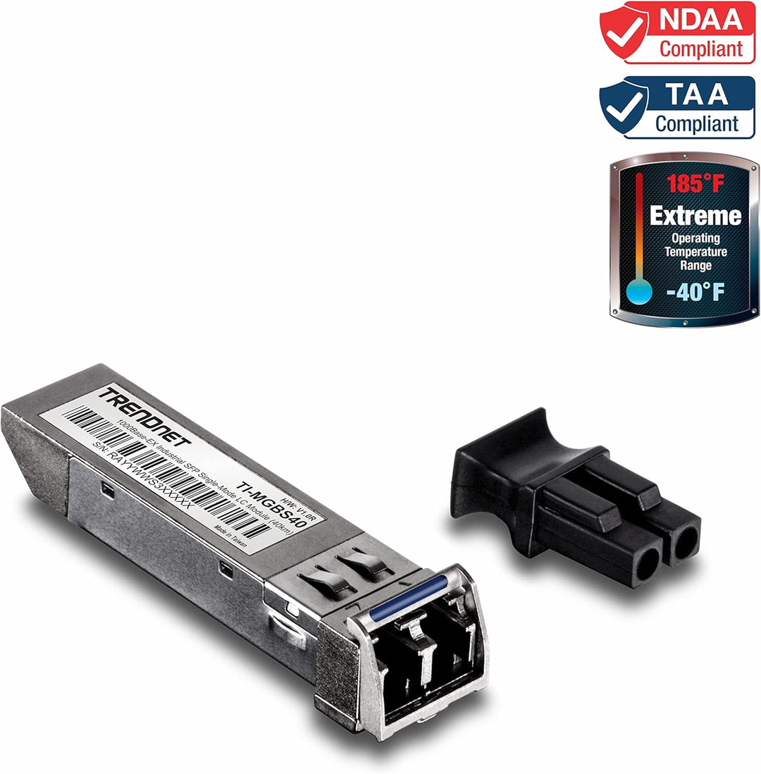 TRENDnet TI-MGBS40 1000Base-EX Industrielles SFP Single-Mode LC-Modul (40km-24.8 Miles), ANSI, Daten