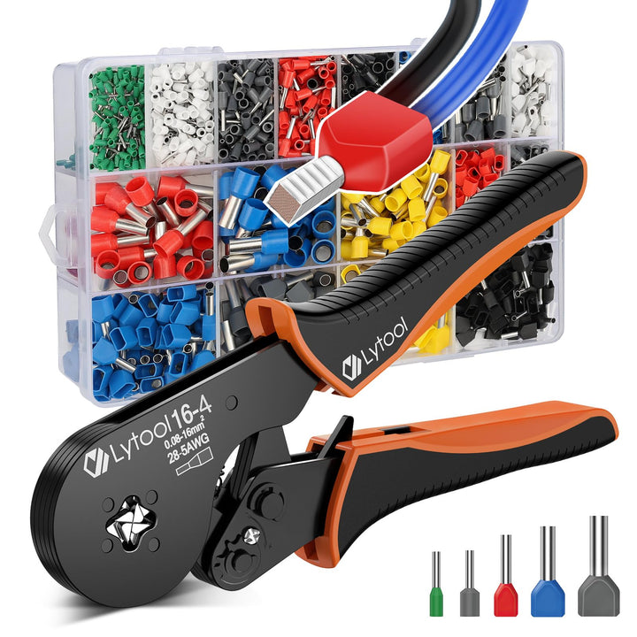 Crimpzange 0.08-16mm² Lytool Aderendhülsenzange Zange Sechskant Presszange | für Isolierte Unisolier