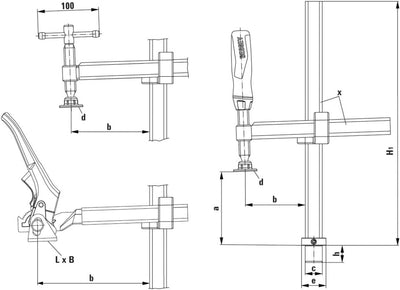 Bessey Spannelement mit variabler Ausladung TWV28 300/175 (2K-Kunststoffgriff)