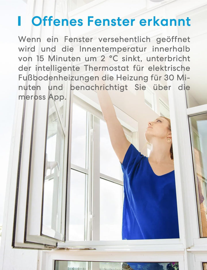 Meross Smart Elektrische Thermostat, WLAN Fussbodenheizung Raumthermostat, Heizen & Kühlen kompatibe