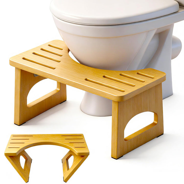 RayLove Physiologischer Toilettenhocker aus Holz, Klappbarer Toilettenhocker aus Holz, 35 Grad strap