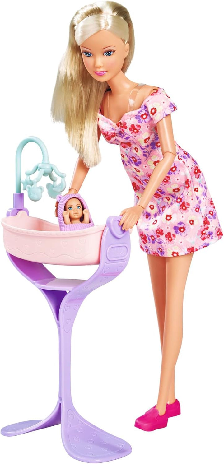 Simba 105733680 Steffi LOVE Puppe Hello Baby (29 cm) - schwangere Spielpuppe mit wachsendem Bauch, B