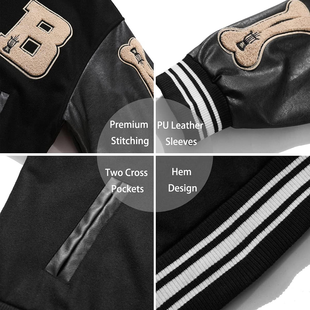 College Jacke Herren Oldschool Sportjacke Varsity Jacket Patchwork Collegiate Baseballjacke Stehkrag