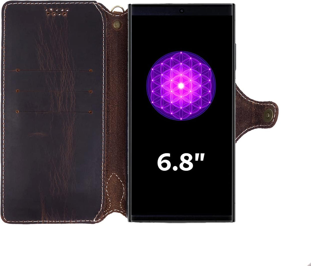 Yogurt Handyhülle für Samsung Galaxy S23 Ultra, Hülle Echtleder Case Ledertasche Lederhülle für Sams