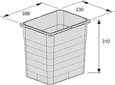 eins2vier Abfallsammler Höhe: 310 mm Volumen 17 Liter 230 x 306 mm dunkelgrau 5060 Mülleimer Abfalle