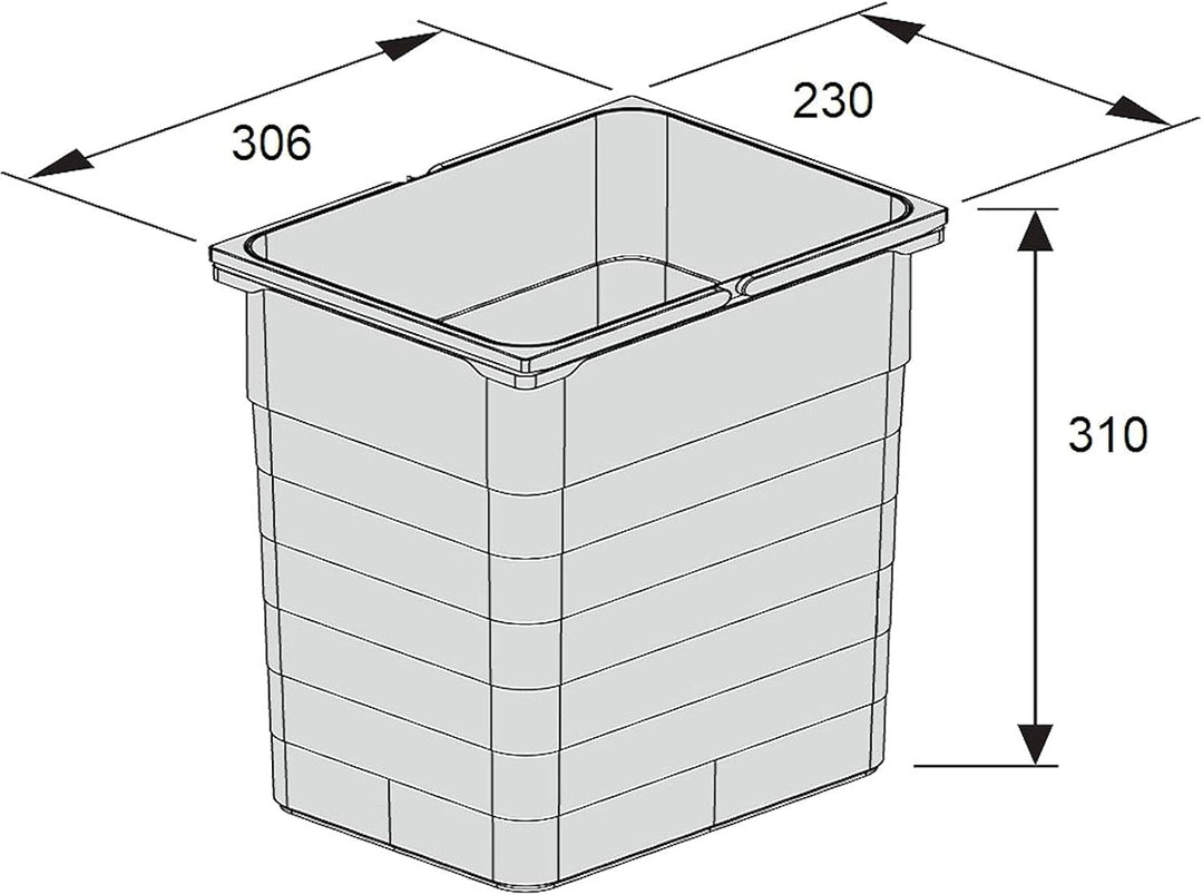 Ninka Abfalltrennsystem eins2vier KB 600 mm, Seitenstärke 16 mm Höhe 310 mm 2x 8L, 2x 17L, 1x 60er B