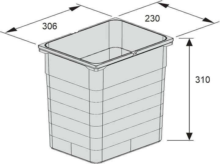 eins2vier Abfallsammler Höhe: 310 mm Volumen 17 Liter 230 x 306 mm alugrau 5060 Mülleimer Abfalleime