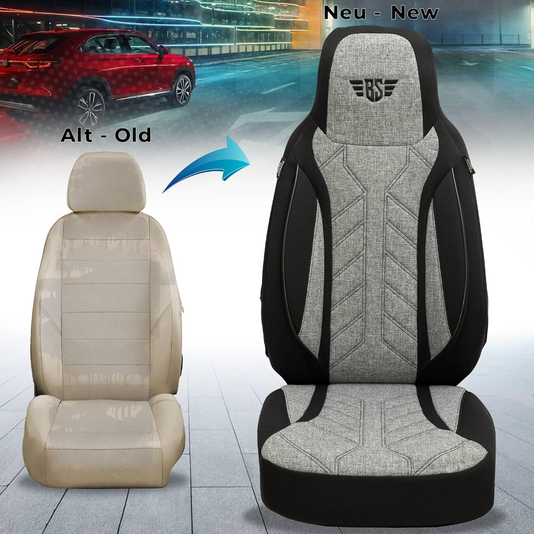 BREMER SITZBEZÜGE Mass Sitzbezüge Schonbezüge für Skoda Octavia 3 Typ 5E PLKT201 PLKT201 - Schwarz/G
