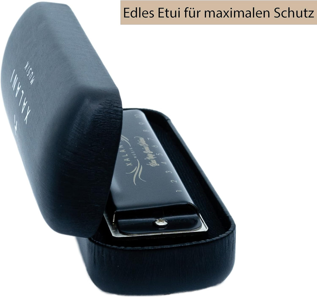 XALANI Mundharmonika Genius Edition inkl. Etui und Pflegetuch I Bonus: E-Book gratis I G-Dur Blues H
