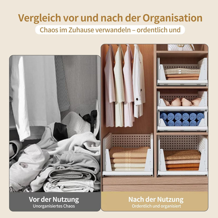 Kleiderschrank Organizer Stapelbares Ordnungssystem, Schrank Organizer mit Schublade, Kunststoff Auf