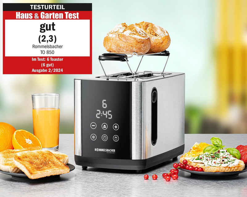 ROMMELSBACHER TOASTER TO 850, 2 breite Schlitze für Brote bis XL Toast, automatische Brotscheibenzen