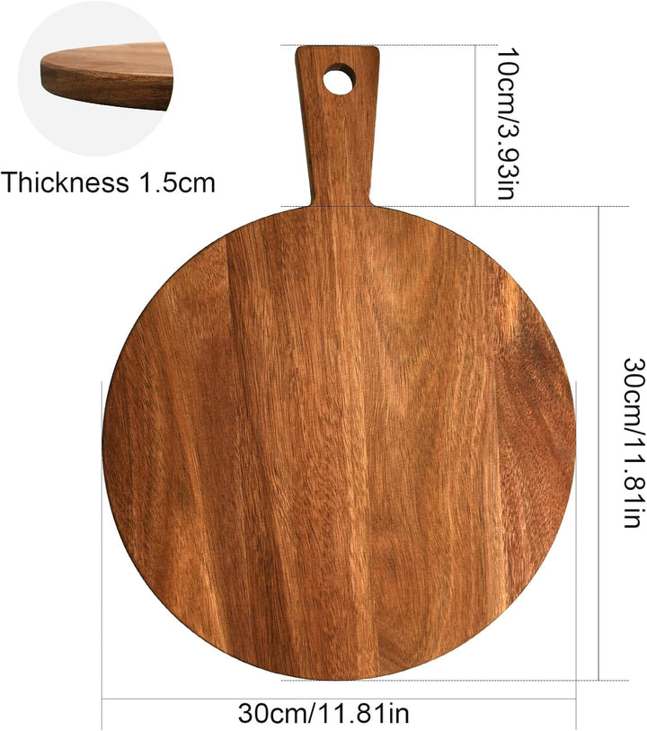 Akazienholz Pizzateller Pizzabrett Mit Griff Pizzaschieber Holz 30 X 40 X 1,5cm Pizza Teller füR Piz