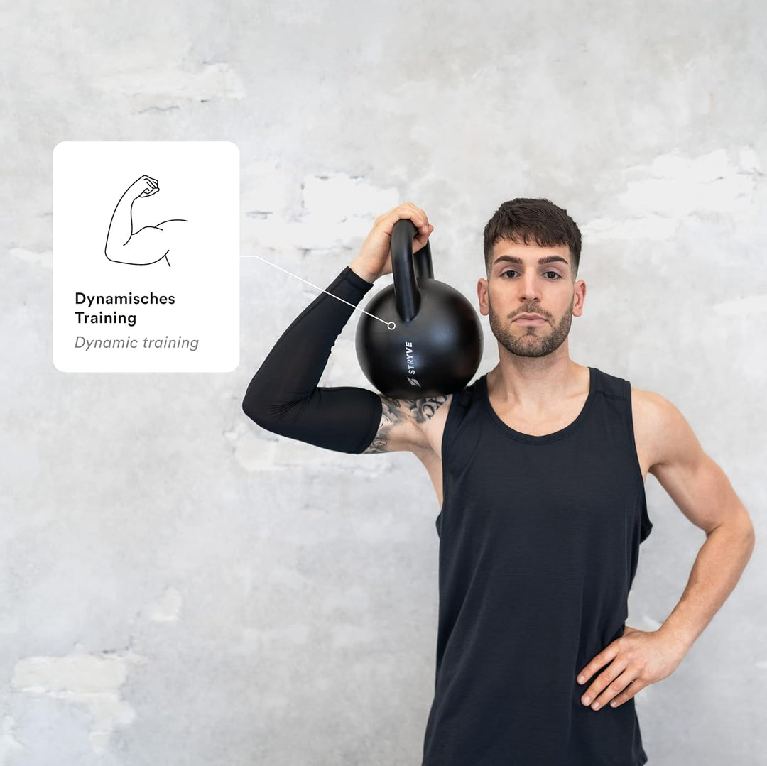 STRYVE Competition Kettlebell 4-16 Kg, hochwertige Kugelhantel aus Gusseisen inkl. Trainingsplan 8 K