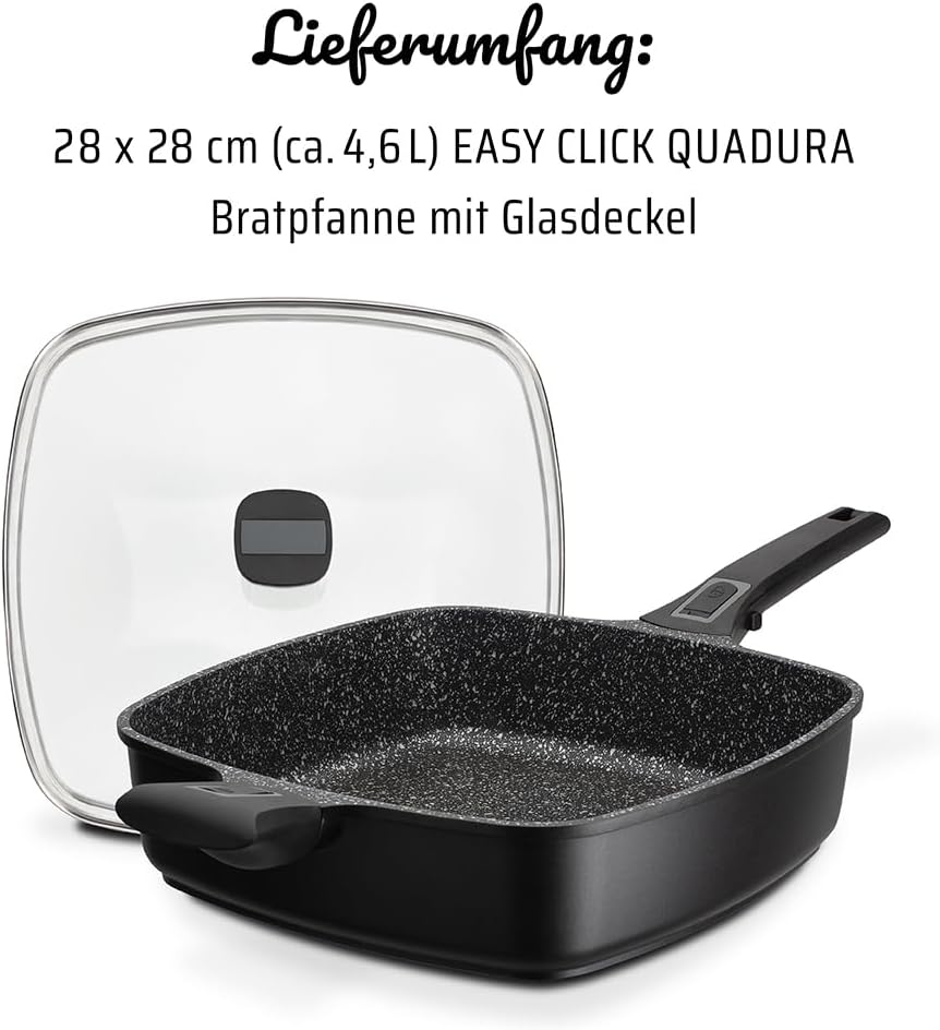Brat- und Servierpfanne EASY CLICK Quadura mit Glasdeckel 28x28cm
