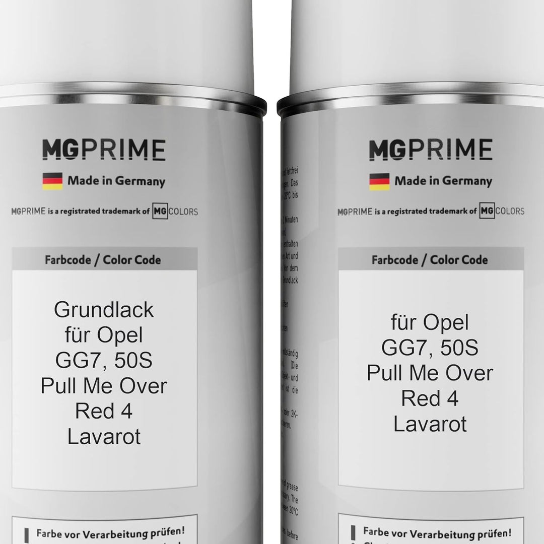MG PRIME Autolack 2K Spraydosen Set für Opel GG7 / 50S Pull Me Over Red 4 / Lavarot Grundlack Basisl