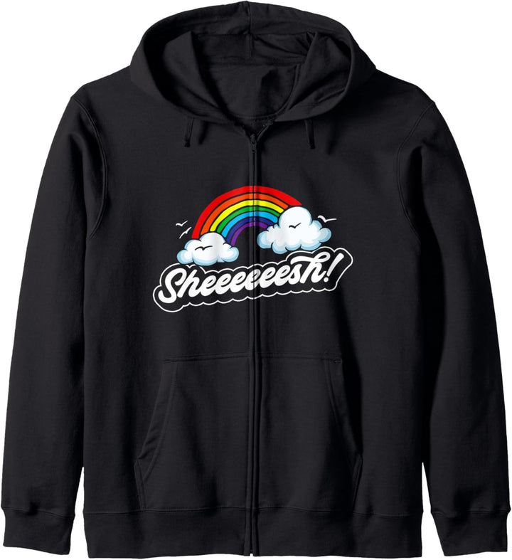 Sheesh! Funny Trend Exclamation Vintage Eighties Rainbow Kapuzenjacke
